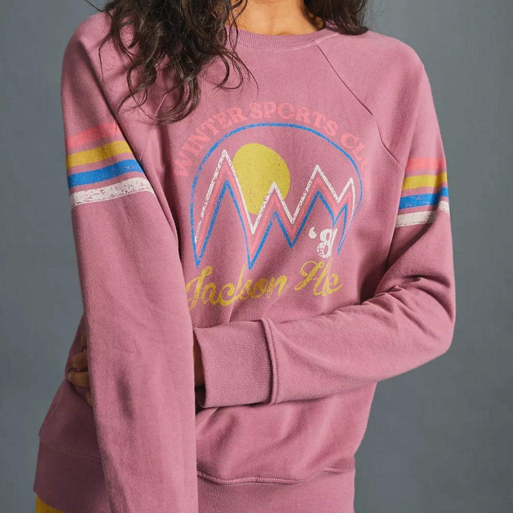 Anthropologie Back When Winter Sports Club Jackson Hole Graphic Sweatshirt XS